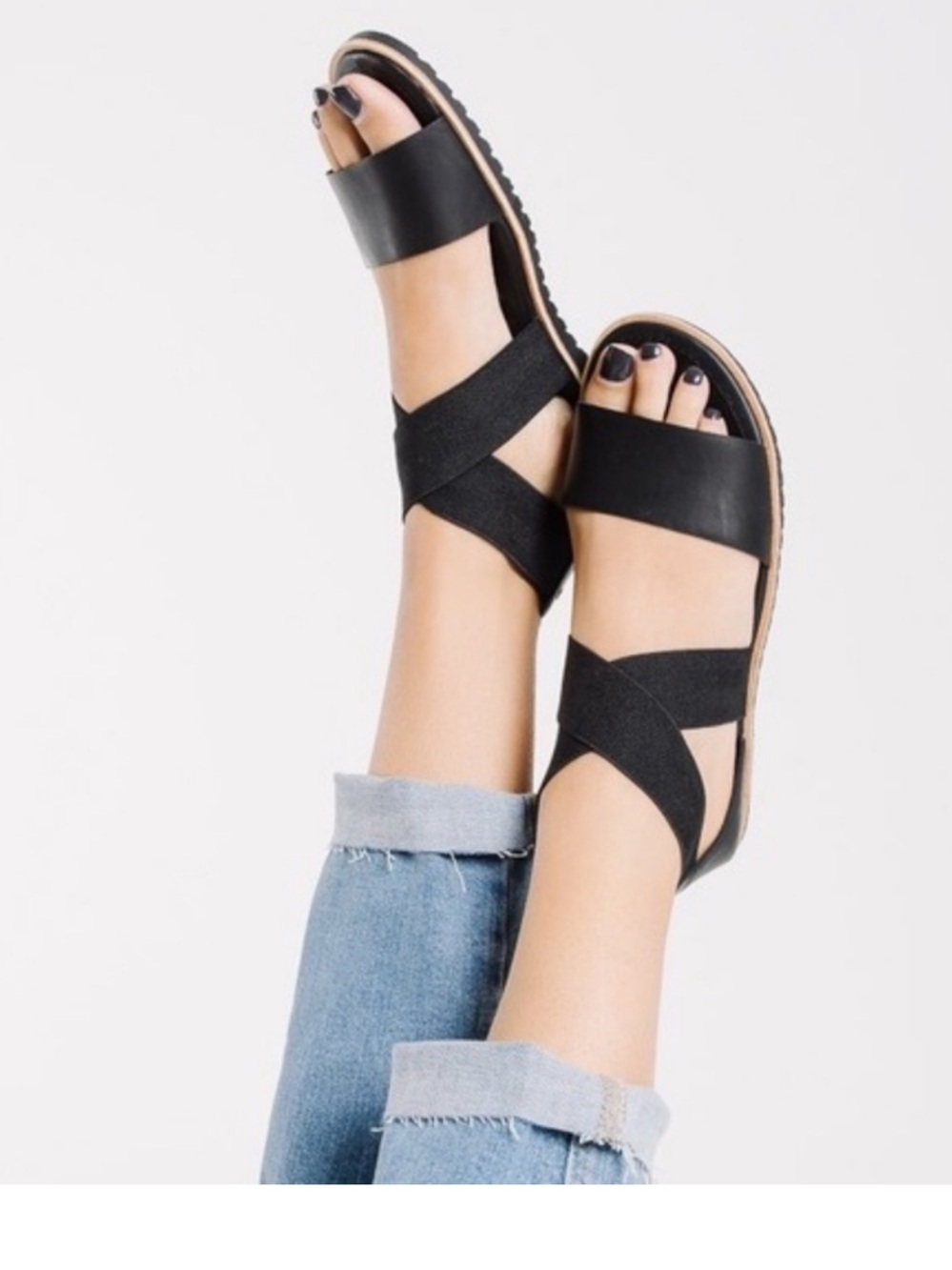 SOREL Ella Leather Sandals Black